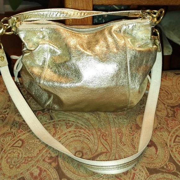 Coach Poppy Jazzy Rare gold Crossbody Bag 20384E Great Condition - Picture 5 of 16